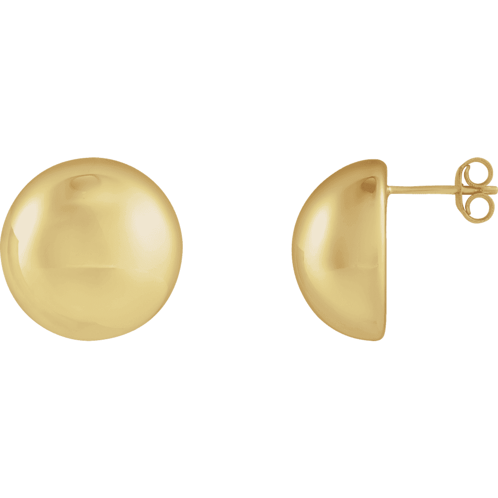 Gold sphere earrings on a transparent background