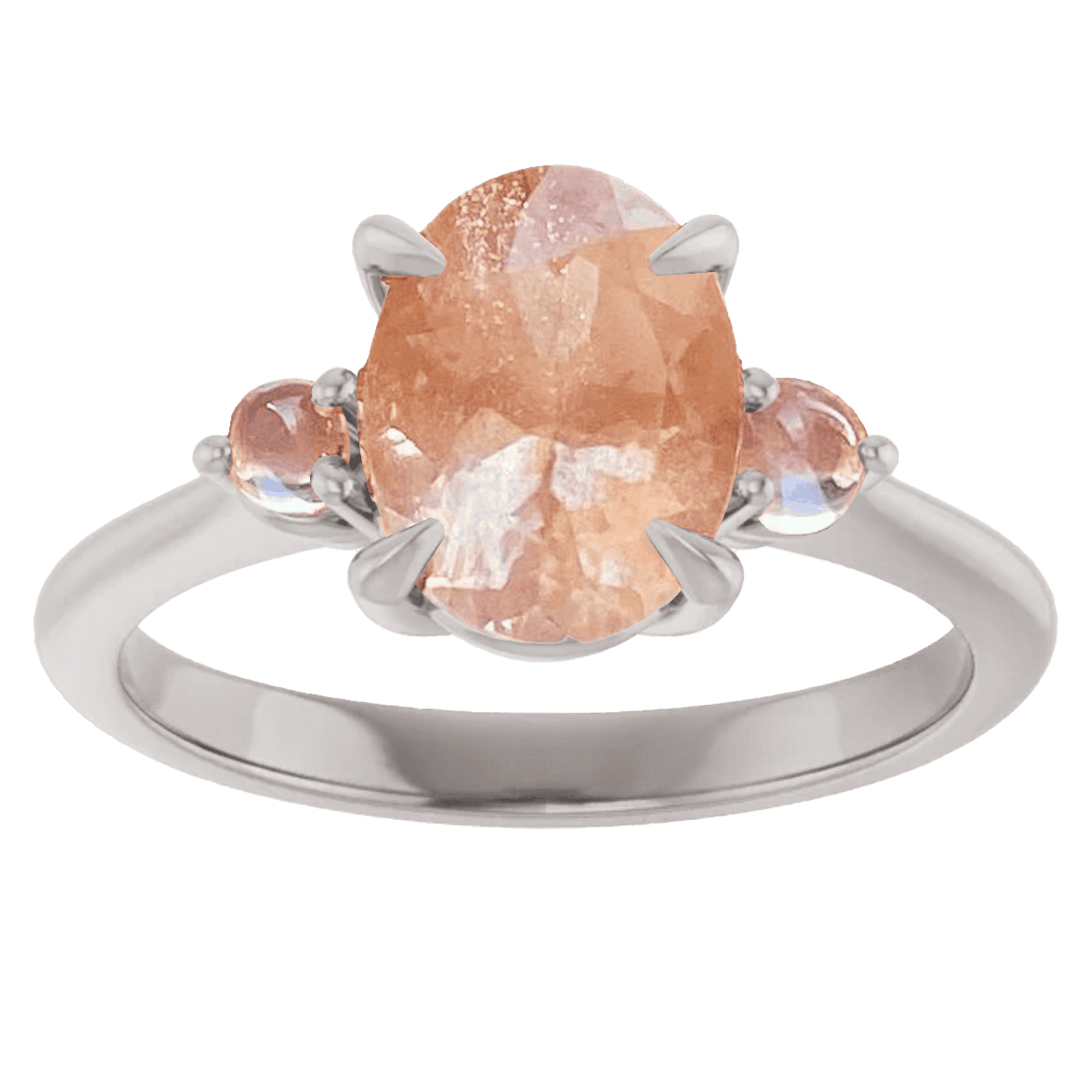 Oregon sunstone moonstone white gold engagement ring
