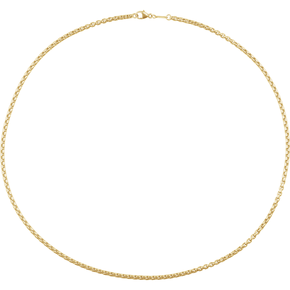 Gold chain necklace on a white background
