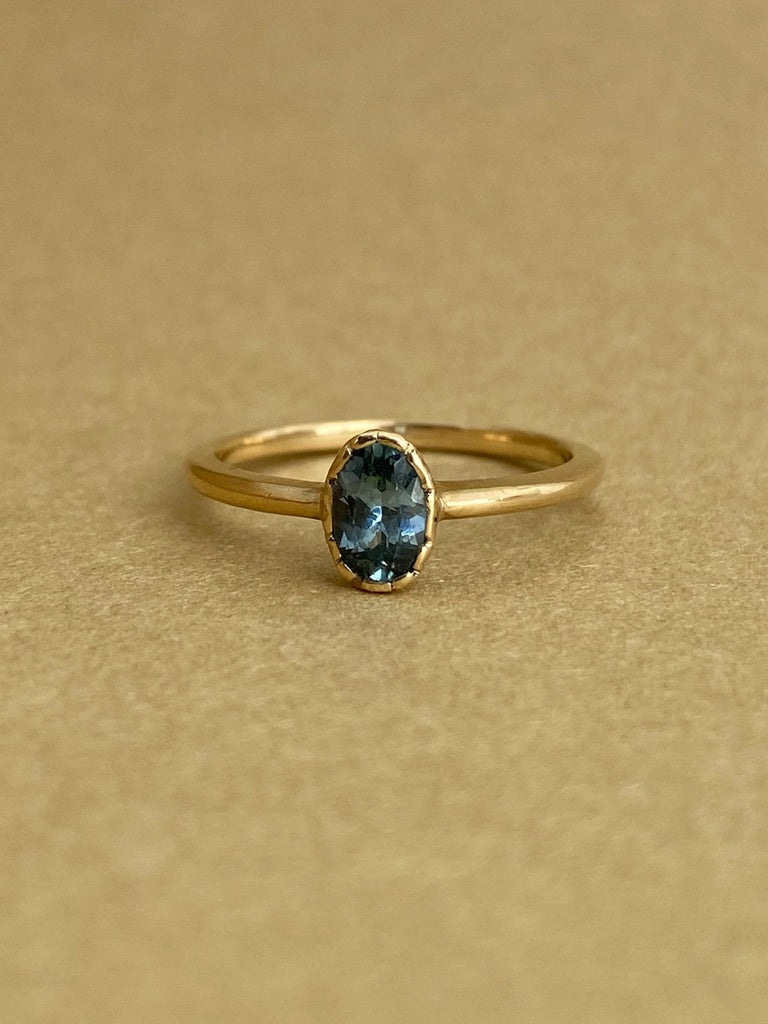Oval Sapphire Bezel Engagement Ring