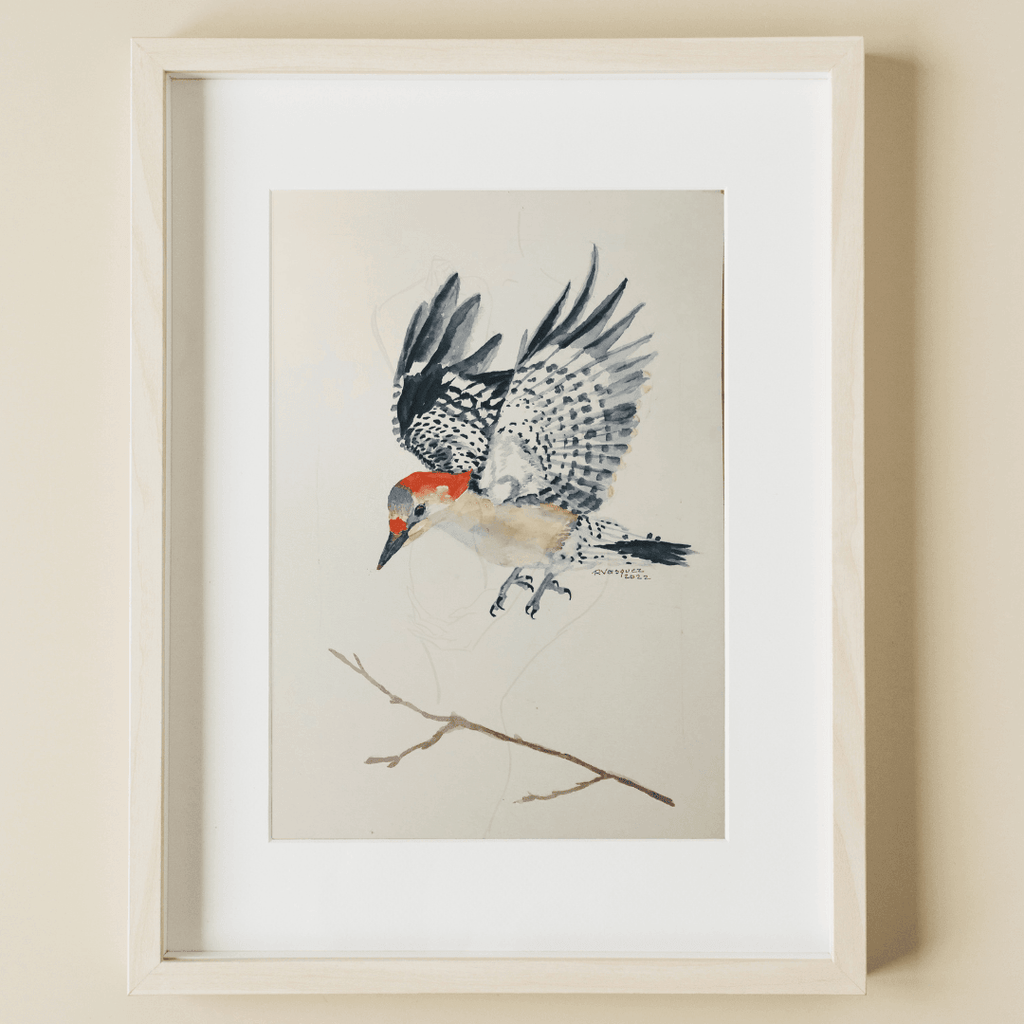 Red Belly Woodpecker Bird Painting - Nested Yellow Jewelry Co.