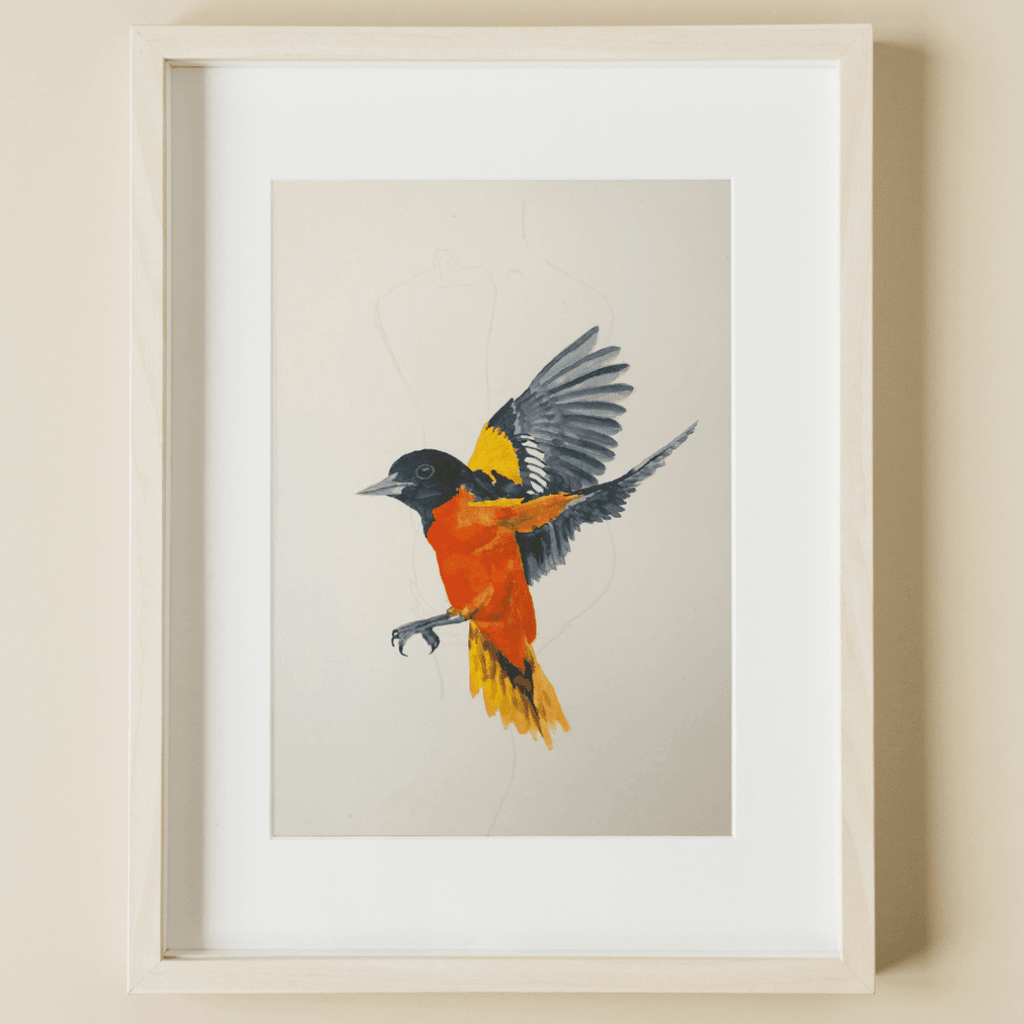 Baltimore Oriel Bird Painting - Nested Yellow Jewelry Co.