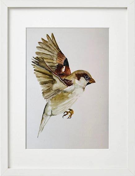 House Sparrow Bird Painting - Nested Yellow Jewelry Co.