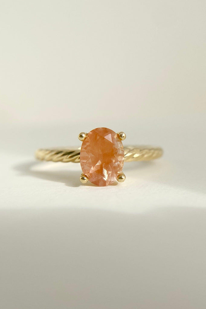 Daydreamers Dream Ring | Pink Oval Oregon Sunstone - Nested Yellow Jewelry Co.