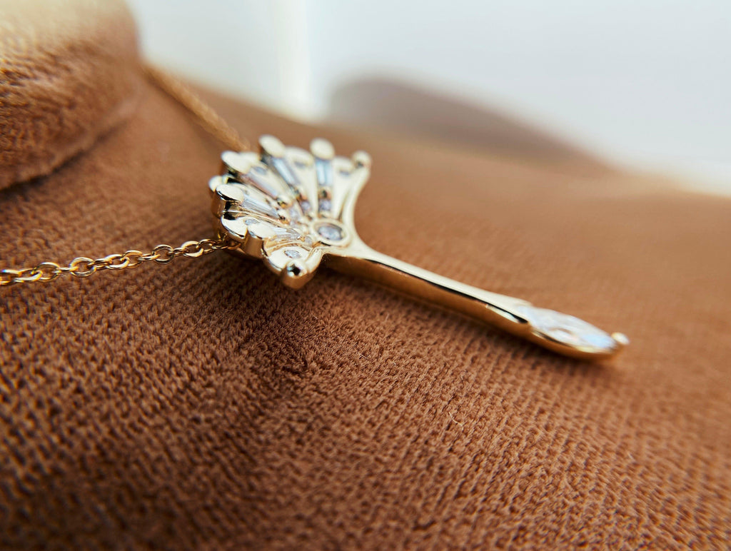 Dandelion Wish Necklace | Oval Diamond - Nested Yellow Jewelry Co.