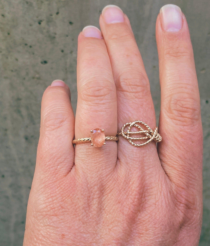 Daydreamers Dream Ring | Pink Oval Oregon Sunstone - Nested Yellow Jewelry Co.